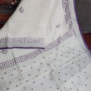 100% Pure Linen by Linen Hand Mirror Work Saree – N FABRICS