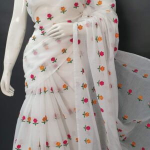 Organza Silk Embroidery Work Saree