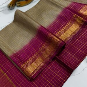 Mangalagiri Silk Saree Copper Zari Temple Border
