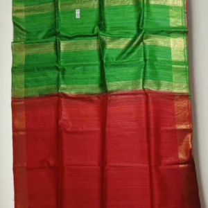 Pure Tussar Ghicha Silk Saree Maroon & Green | Handloom Silk – N Fabrics Fashion