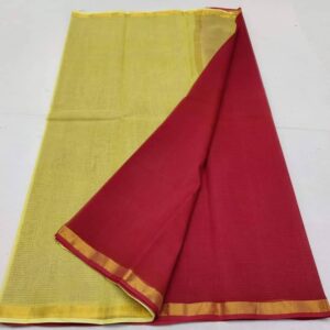 Kota Doriya Silk Saree Yellow & Maroon | Pure Handloom Silk – N Fabrics Fashion