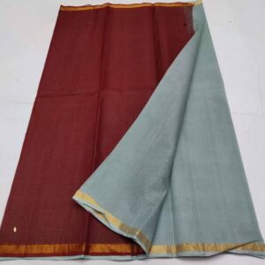 Kota Doriya Silk Saree in Grey & Maroon | Pure Handloom – N Fabrics Fashion
