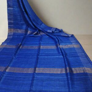 Pure Tussar Ghicha Silk Saree Blue | Handloom Silk – N Fabrics Fashion