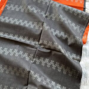 Grey & Orange Colour Saree – Elegant Handloom Style for Everyday & Festive Wear
